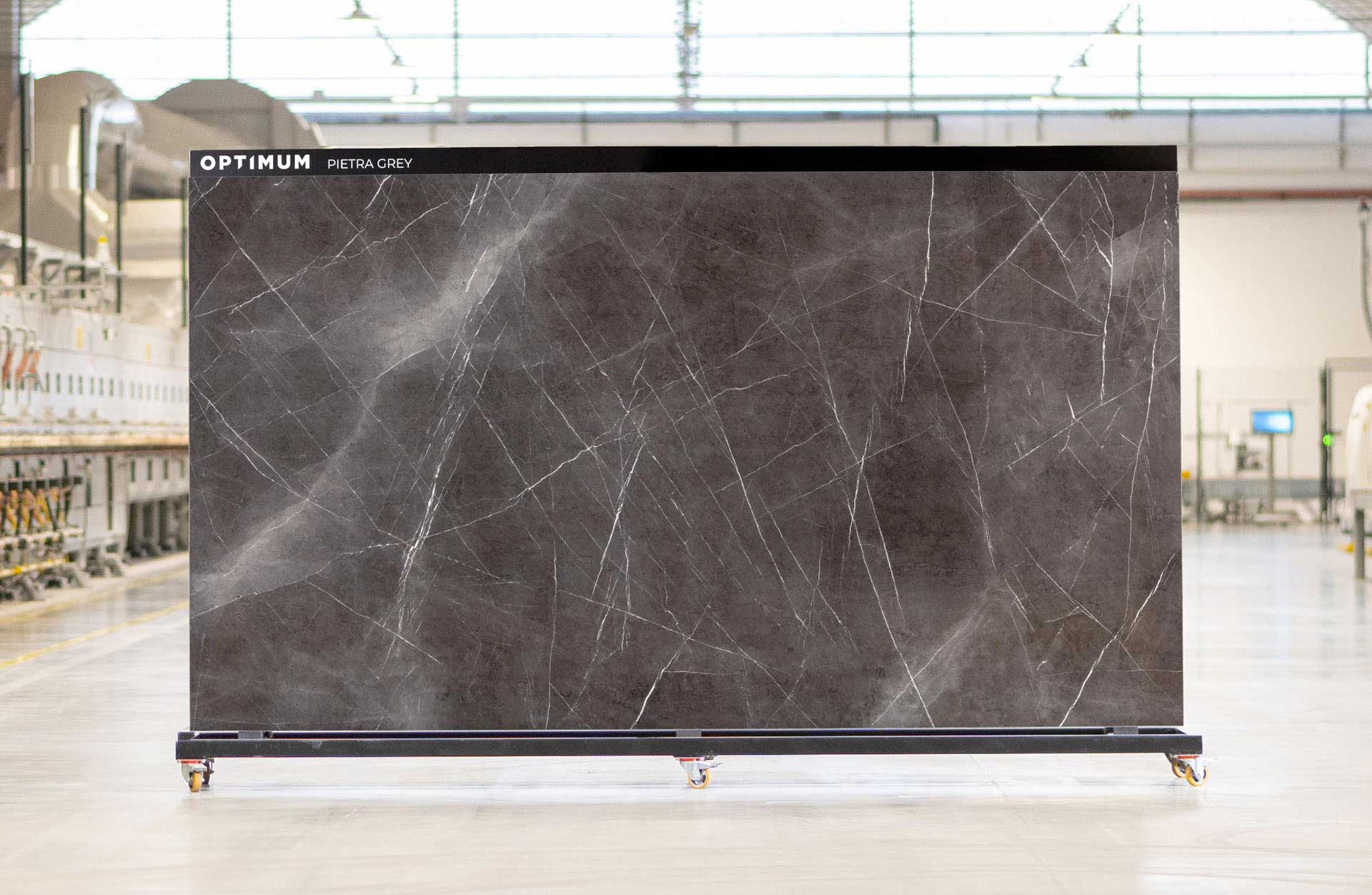 Graphite grey marble effect slab with thin white veins