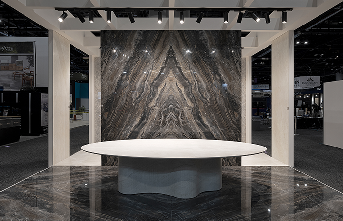 the world’s largest table made from a single slab, showcased by Optimum Surfaces